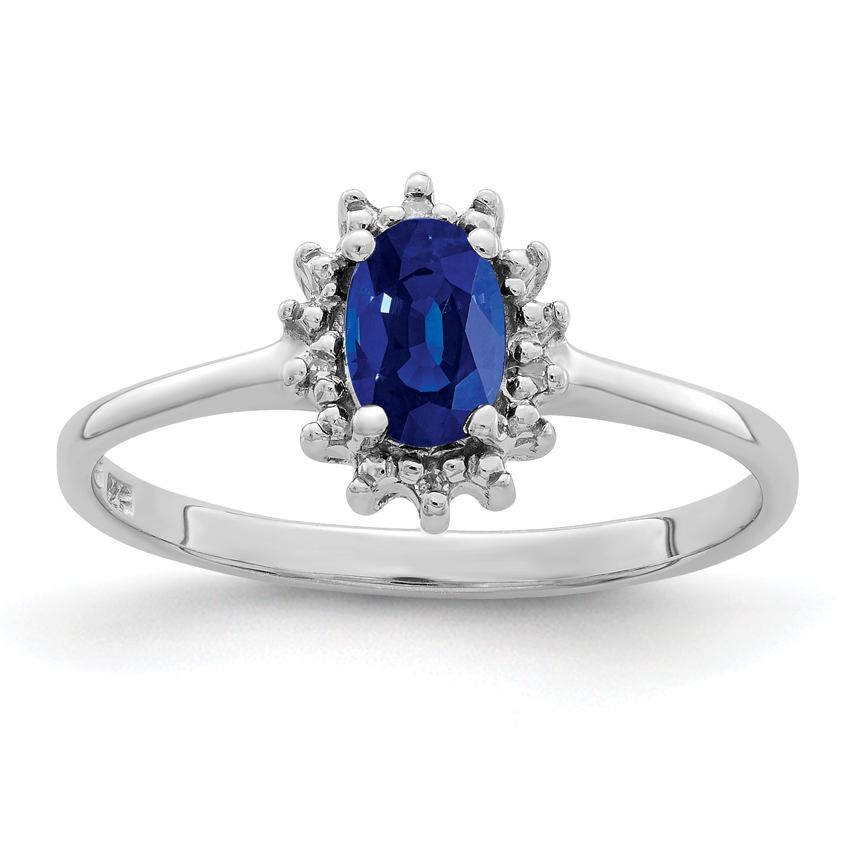 Sterling Silver Rhodium-plated Sapphire Diamond Ring Main image