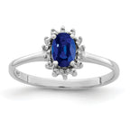 Sterling Silver Rhodium-plated Sapphire Diamond Ring