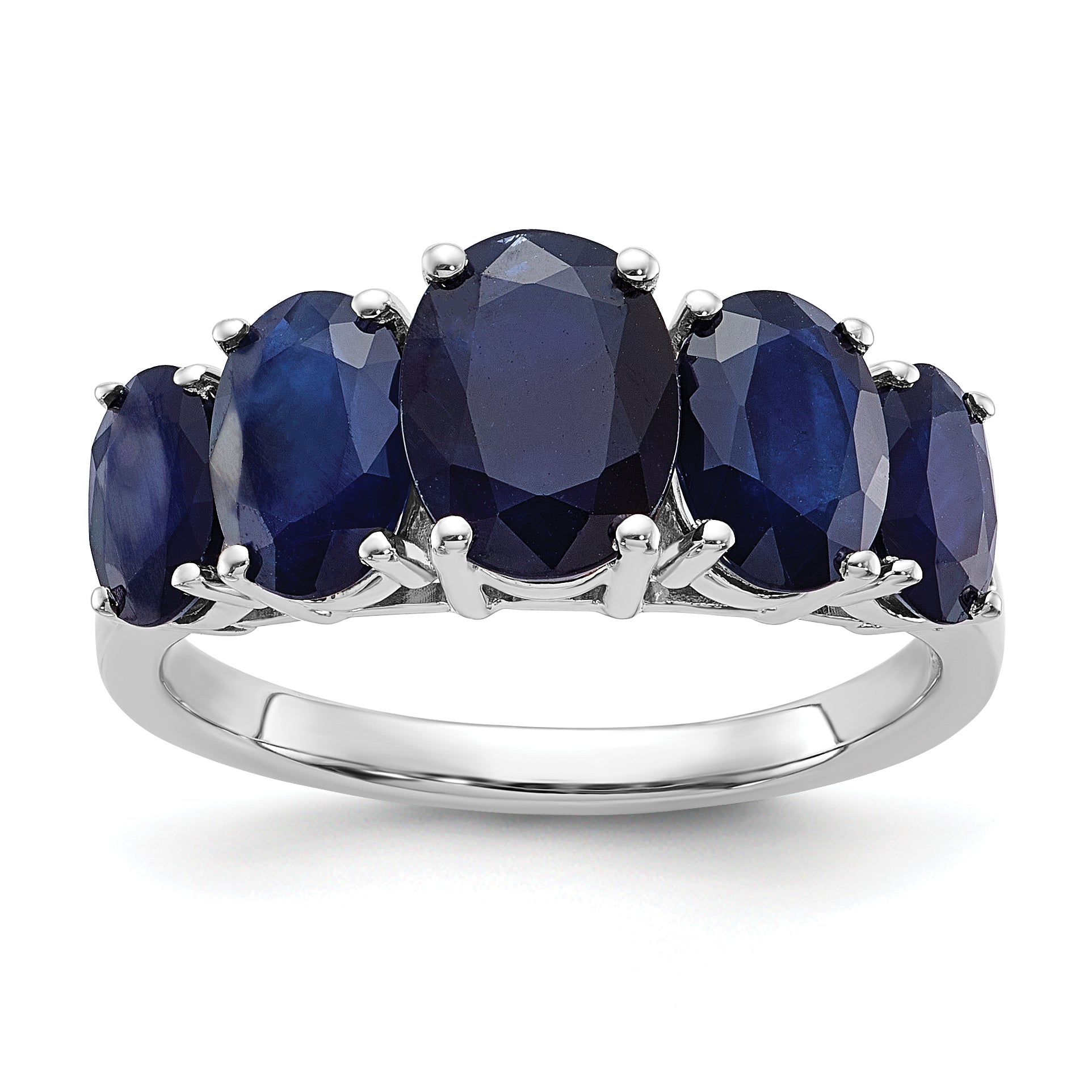 Sterling Silver Rhodium-plated Lab Created Sapphire Ring Main image