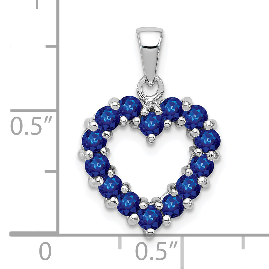 Sterling Silver Rhodium-plated Sapphire Pendant