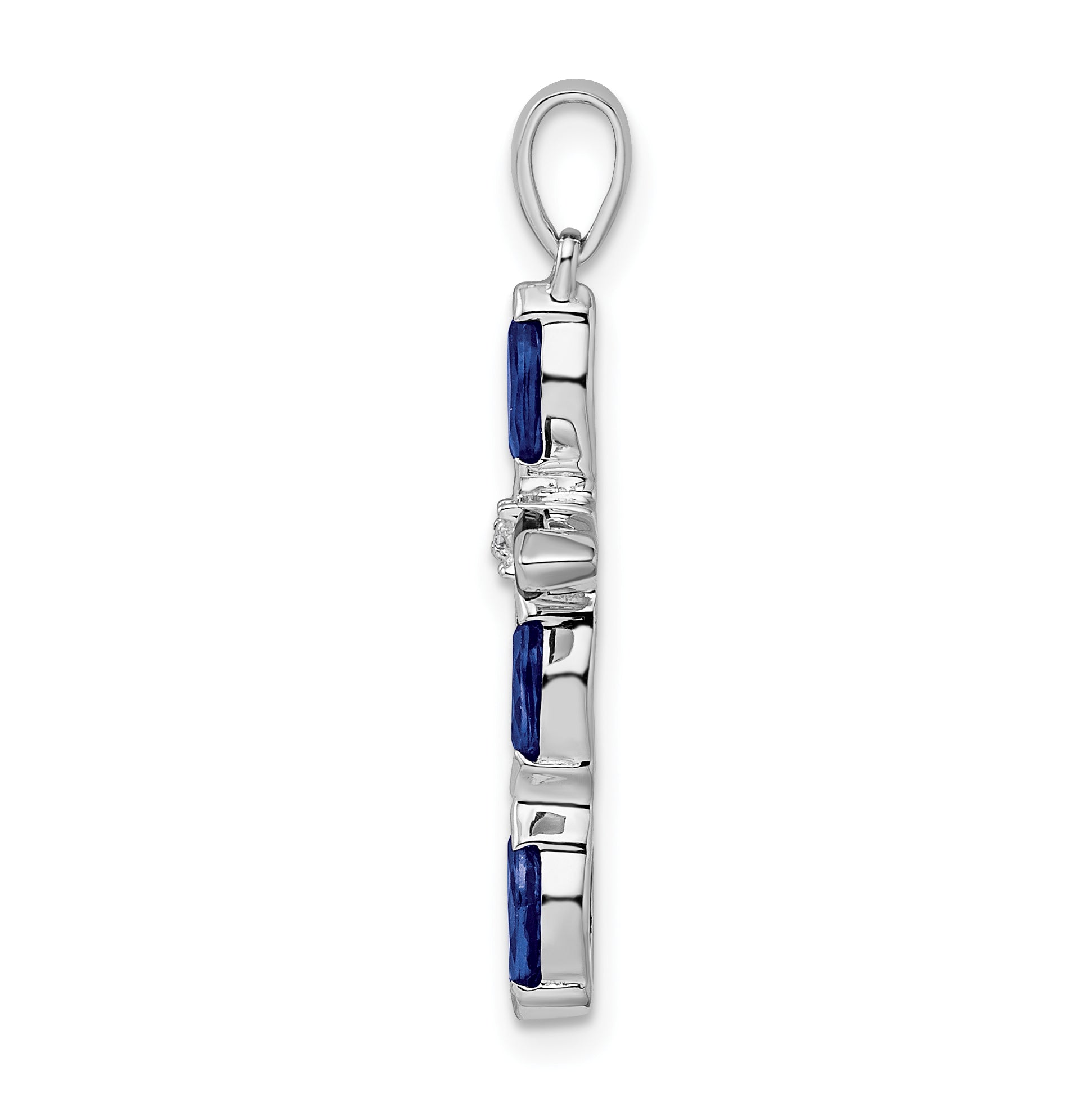 Sterling Silver Rhodium Sapphire Diamond Pendant Secondary image