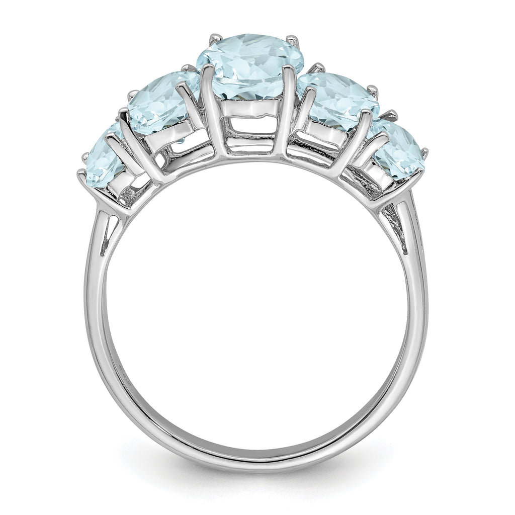 Sterling Silver Rhodium Aqua Ring