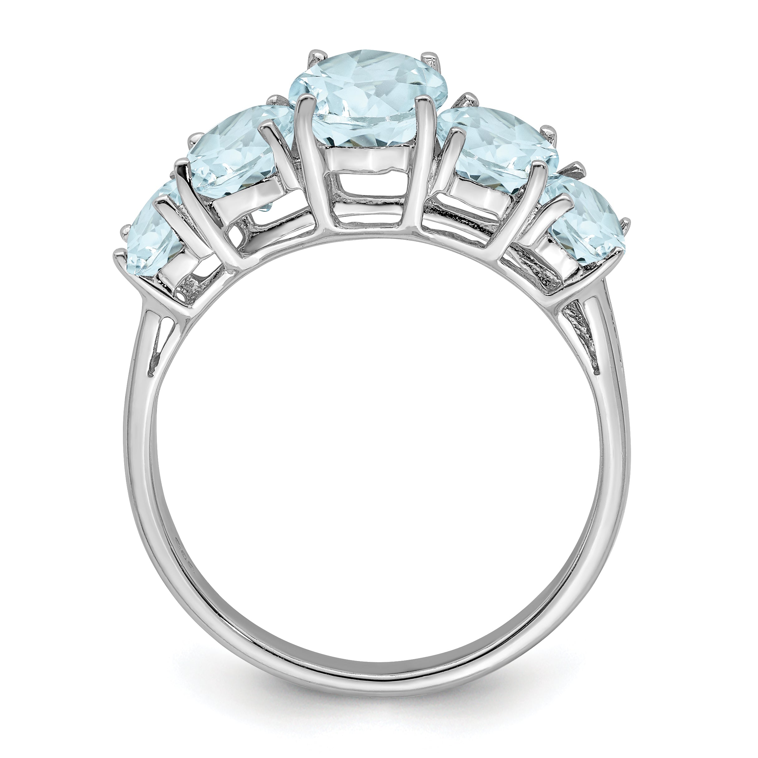 Sterling Silver Rhodium Aqua Ring