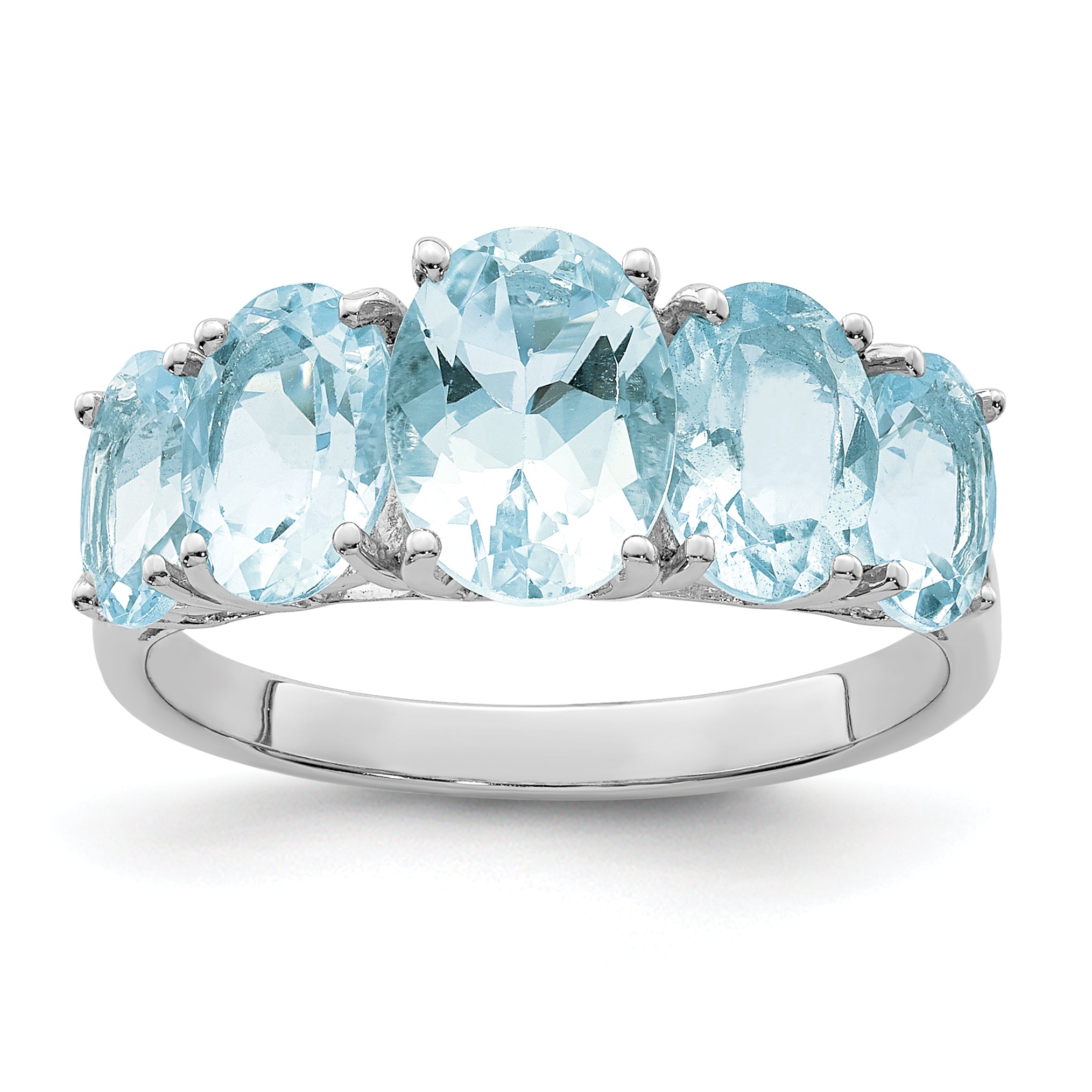 Sterling Silver Rhodium Aqua Ring Main image