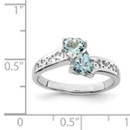 Sterling Silver Rhodium Aqua Heart Ring