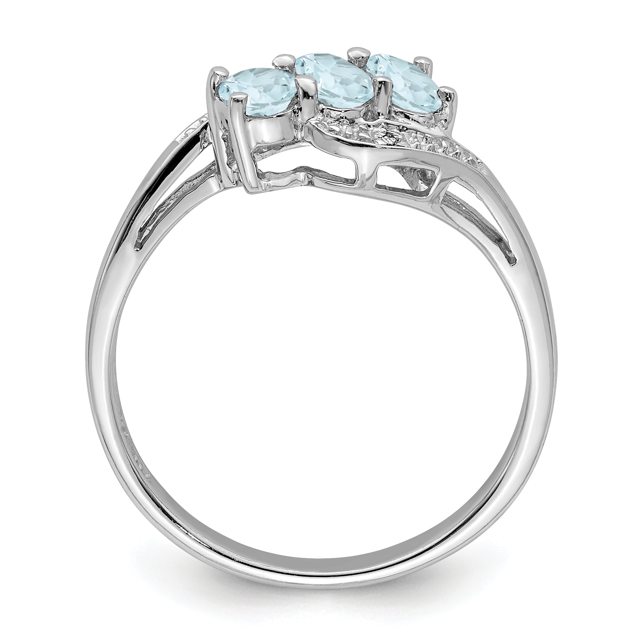Sterling Silver Rhodium Aqua & Diamond Ring Secondary image