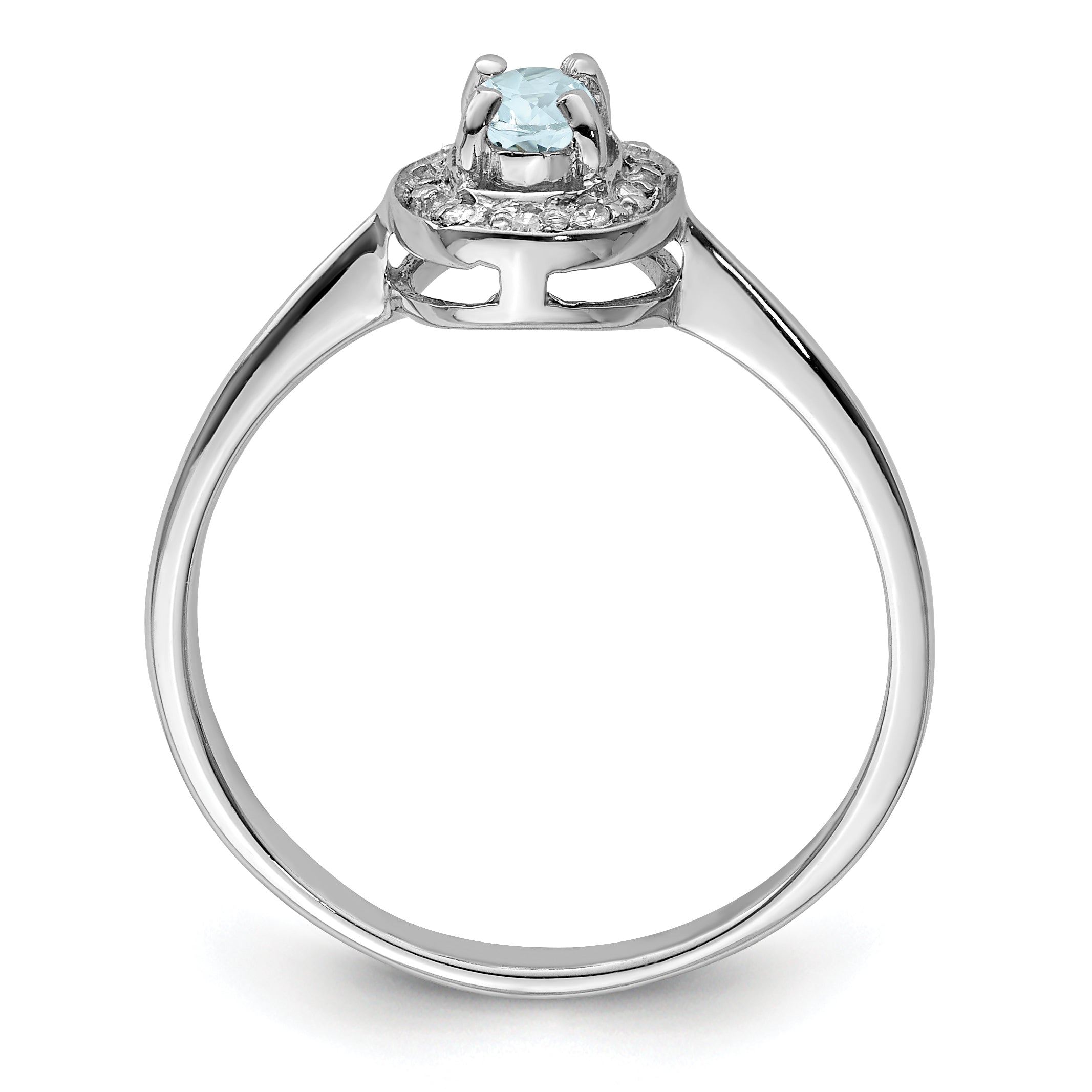 Sterling Silver Rhodium Aqua & Diamond Ring Secondary image