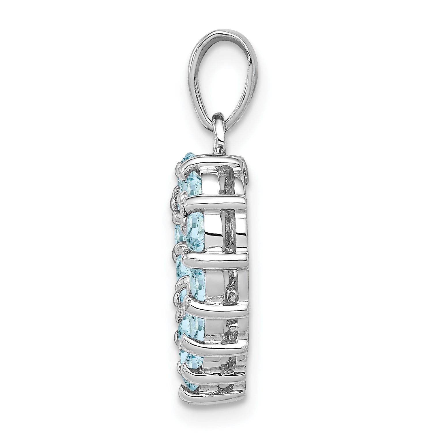 Sterling Silver Rhodium Aqua Heart Pendant Secondary image