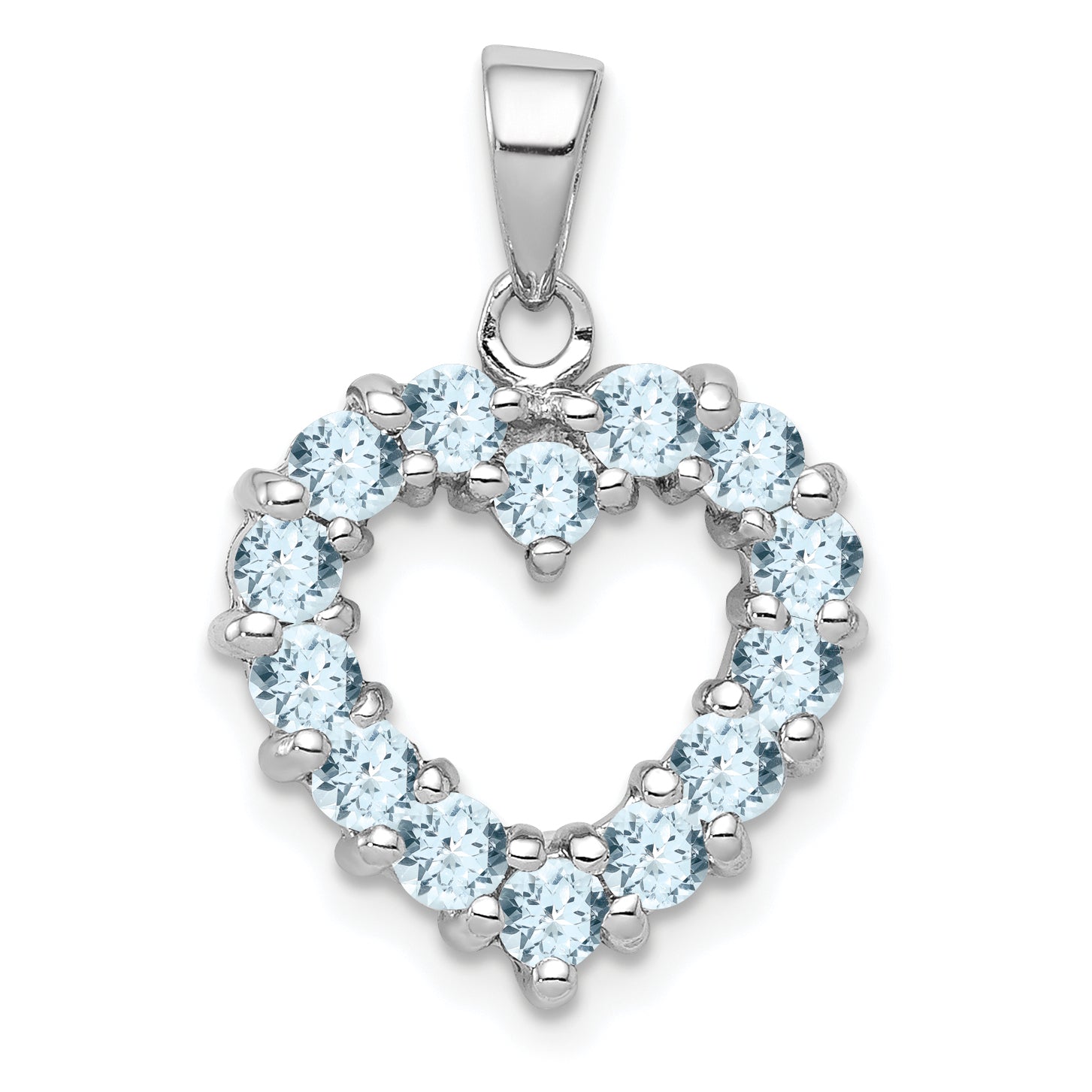 Sterling Silver Rhodium Aqua Heart Pendant Main image