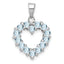 Sterling Silver Rhodium Aqua Heart Pendant