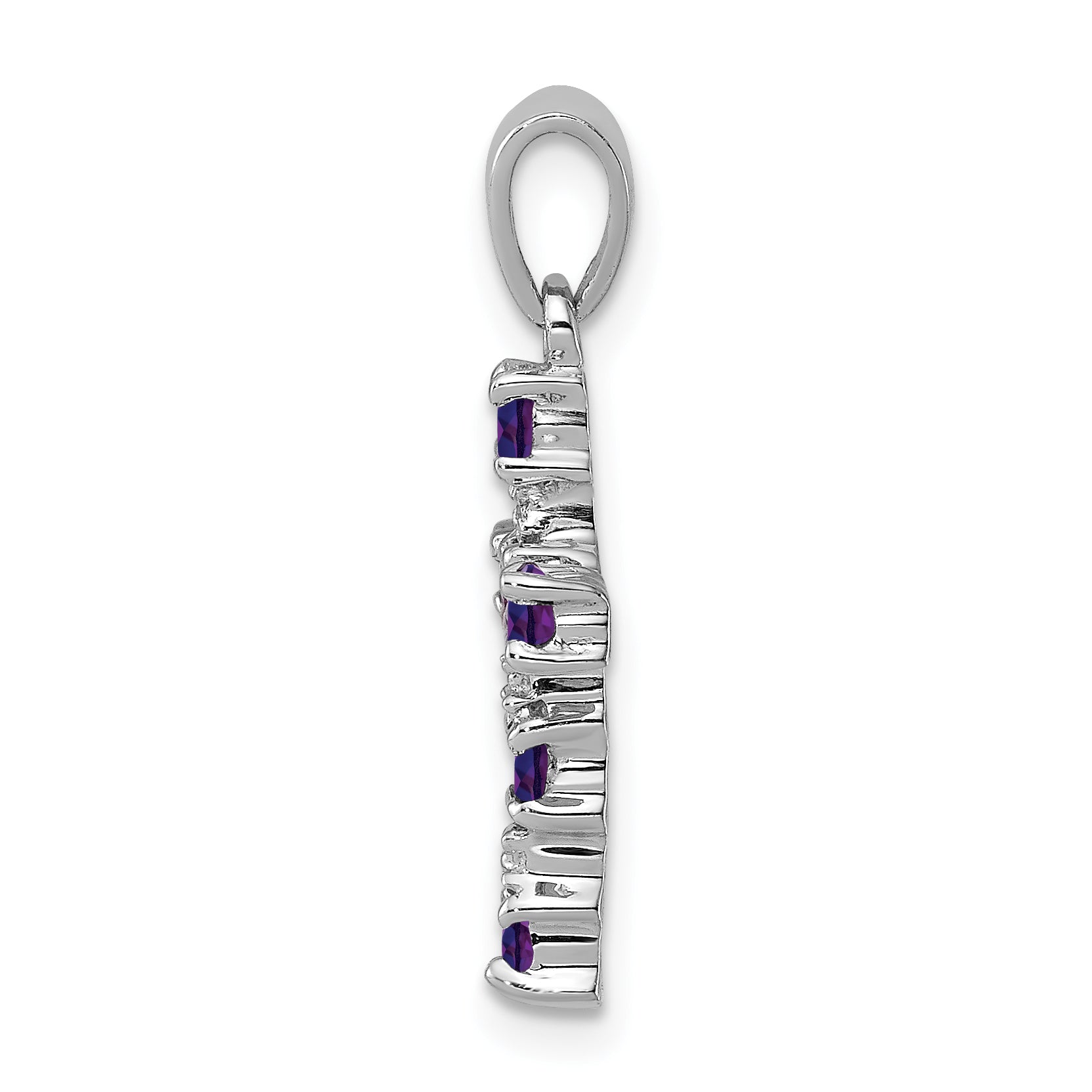 Sterling Silver RH Plated Amethyst and Diamond Accent Cross Pendant Secondary image