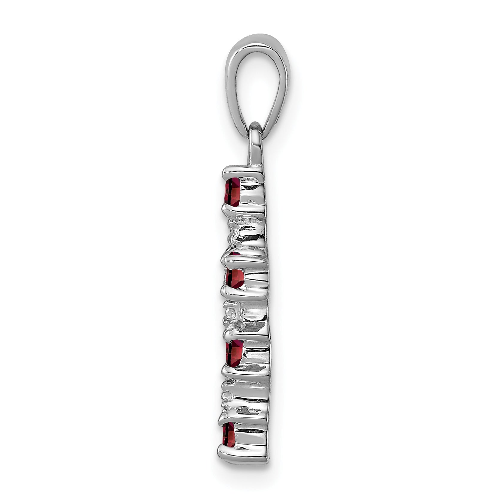 Sterling Silver Rhodium-plated Garnet & Diamond Accent Cross Pendant Secondary image