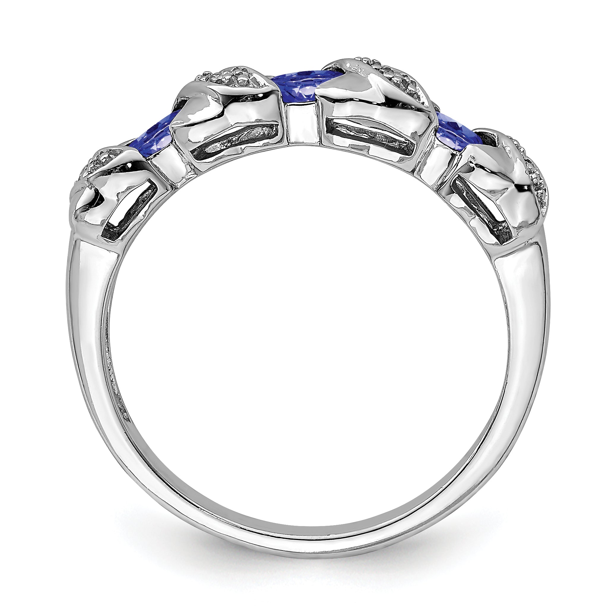 Sterling Silver Rhodium Tanzanite & Diamond Ring Secondary image