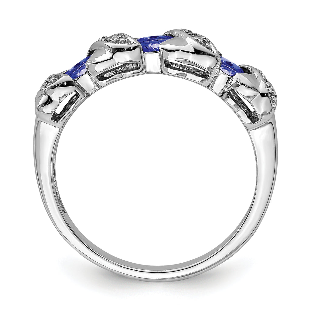 Sterling Silver Rhodium Tanzanite & Diamond Ring