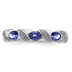 Sterling Silver Rhodium Tanzanite & Diamond Ring