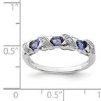 Sterling Silver Rhodium Tanzanite & Diamond Ring