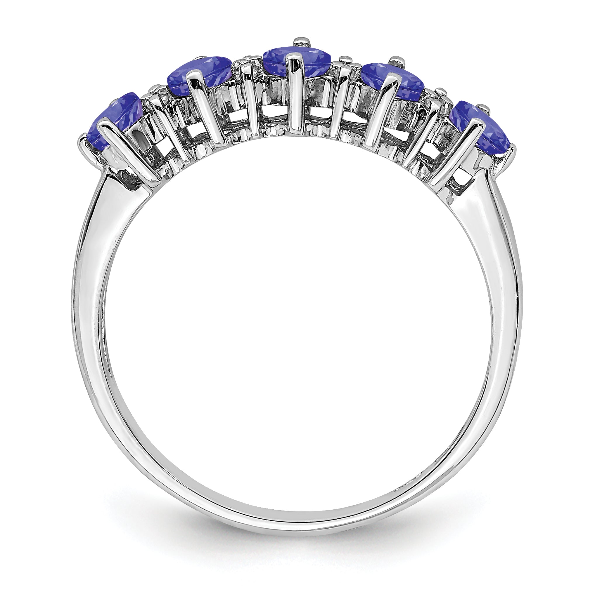 Sterling Silver Rhodium Tanzanite & Diamond Ring