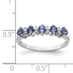 Sterling Silver Rhodium Tanzanite & Diamond Ring