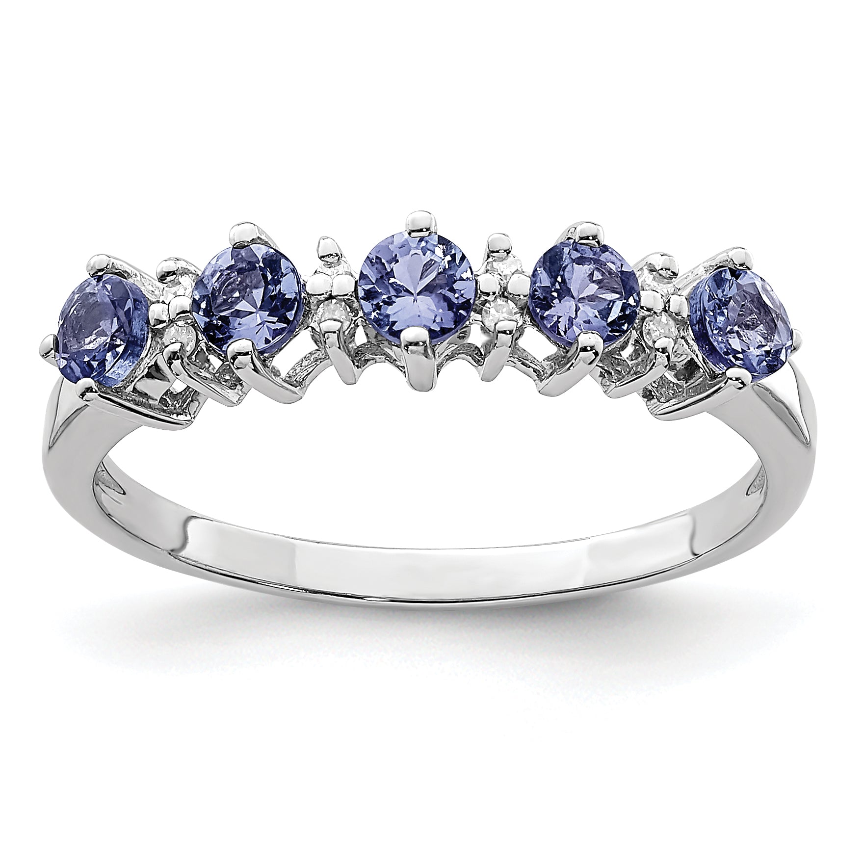 Sterling Silver Rhodium Tanzanite & Diamond Ring Main image