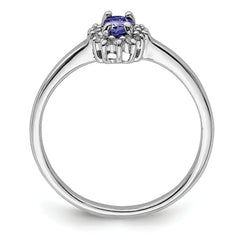 Sterling Silver Rhodium Tanzanite & Diamond Ring