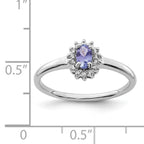 Sterling Silver Rhodium Tanzanite & Diamond Ring