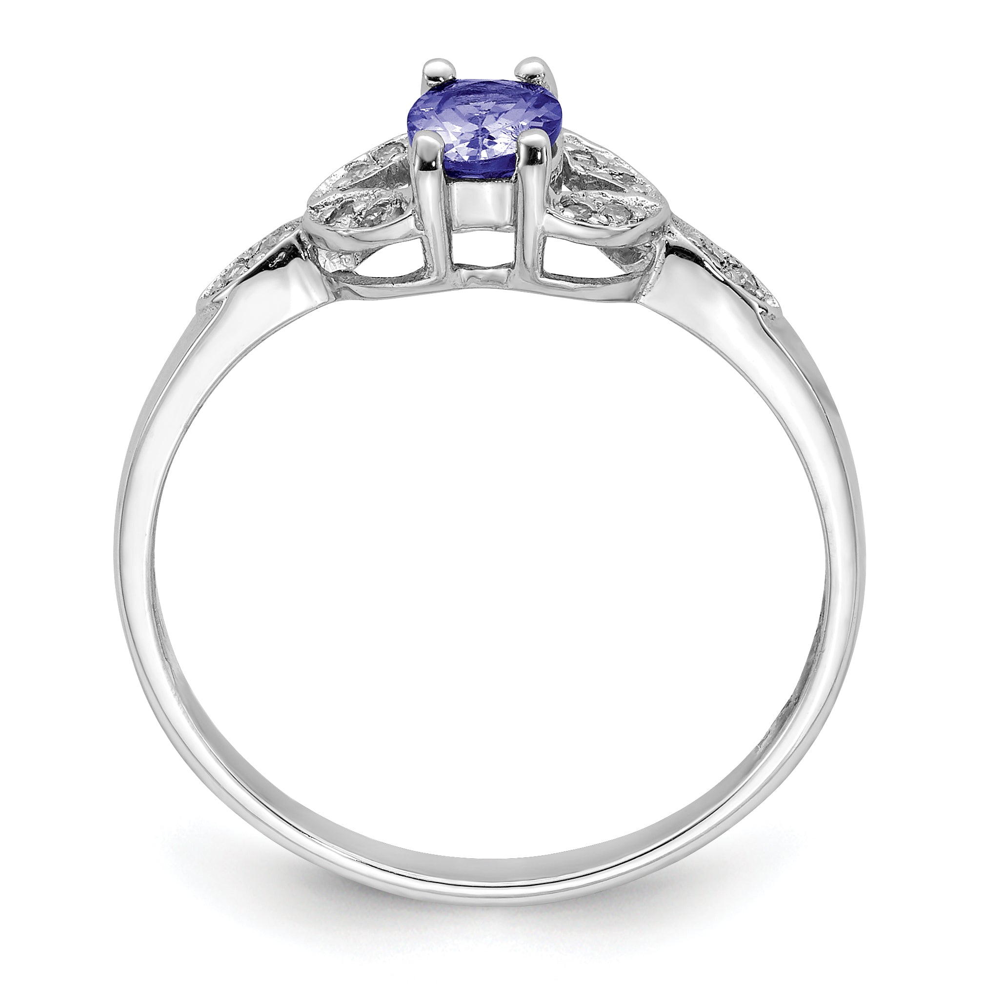 Sterling Silver Rhodium Tanzanite & Diamond Ring Secondary image