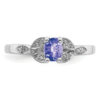 Sterling Silver Rhodium Tanzanite & Diamond Ring