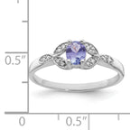 Sterling Silver Rhodium Tanzanite & Diamond Ring