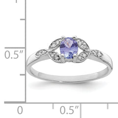 Sterling Silver Rhodium Tanzanite & Diamond Ring