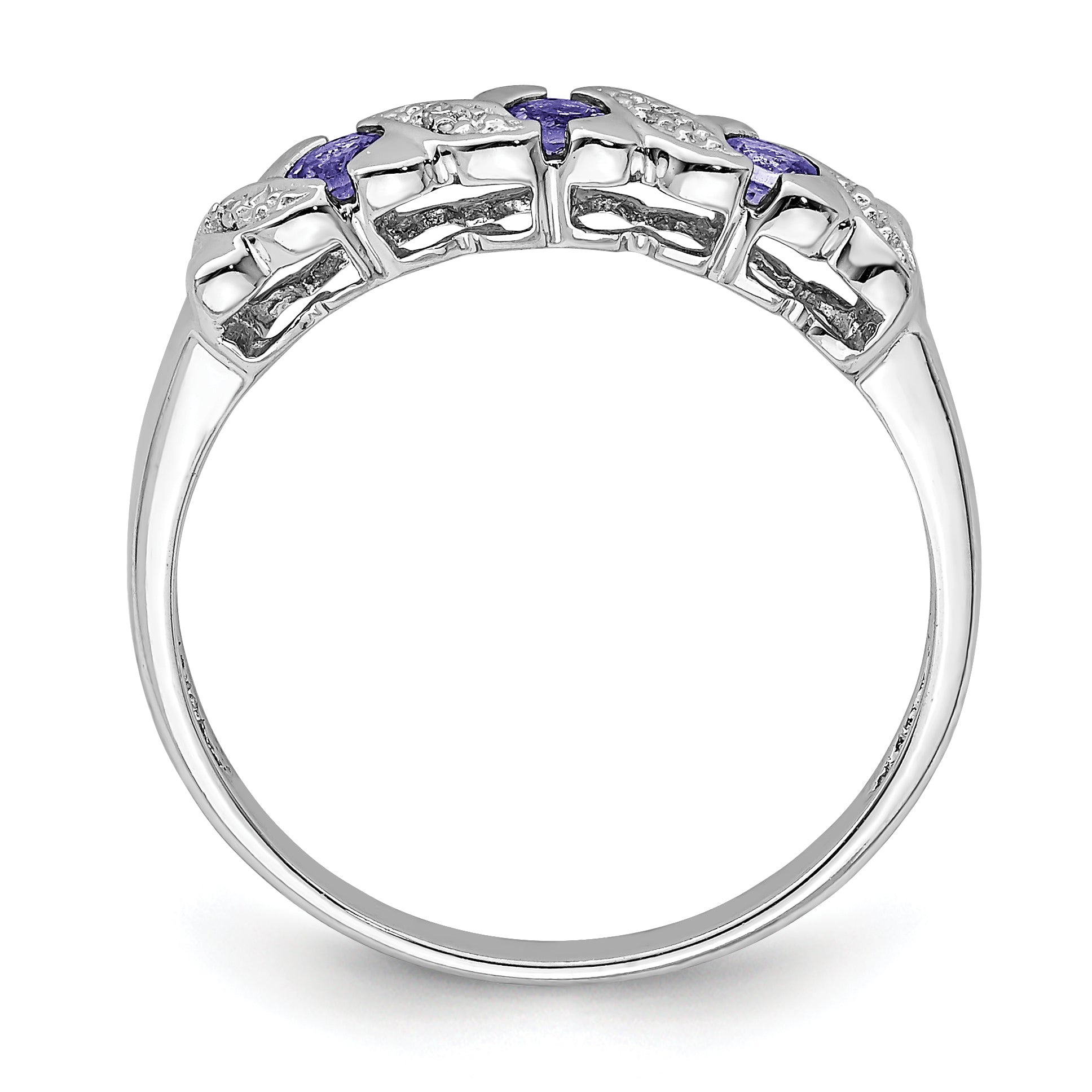 Sterling Silver Rhodium Tanzanite & Diamond Ring Secondary image