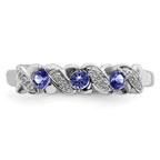 Sterling Silver Rhodium Tanzanite & Diamond Ring