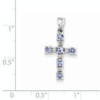Sterling Silver Rhodium-plated Tanzanite & Diamond Pendant