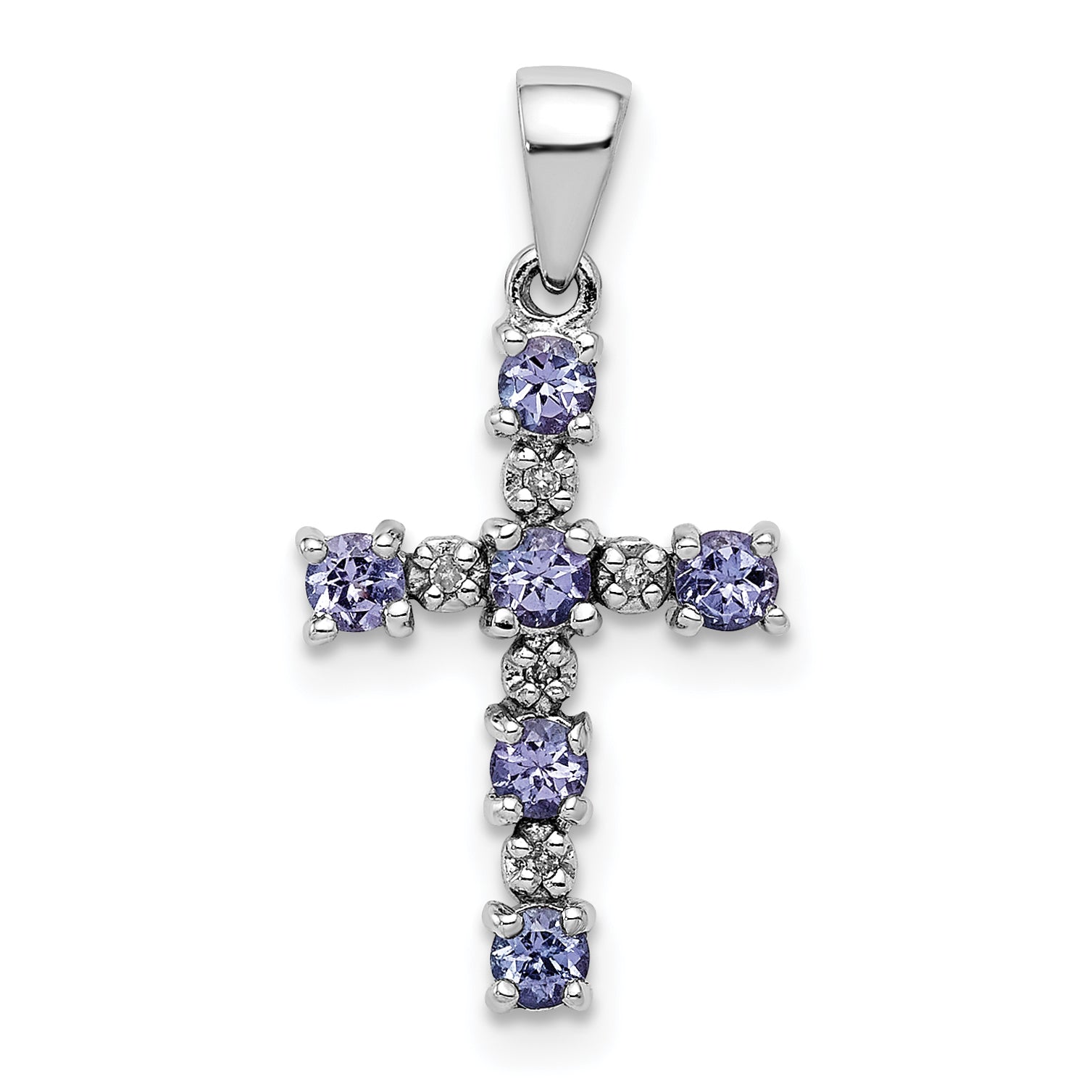 Sterling Silver Rhodium-plated Tanzanite & Diamond Pendant Main image