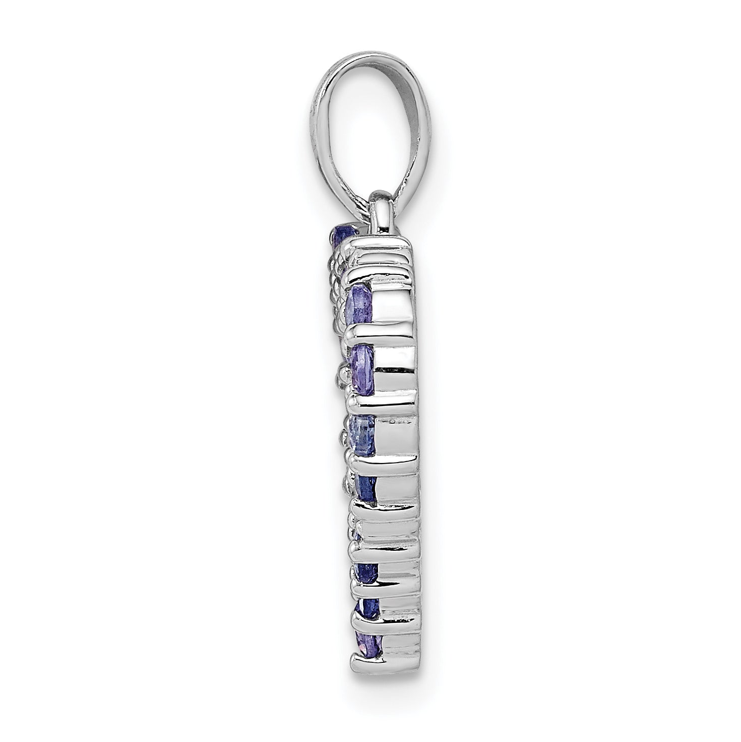 Sterling Silver Rhodium-plated Tanzanite & Diamond Pendant Secondary image