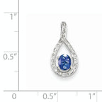 Sterling Silver Rhodium-plated Tanzanite & Diamond Pendant