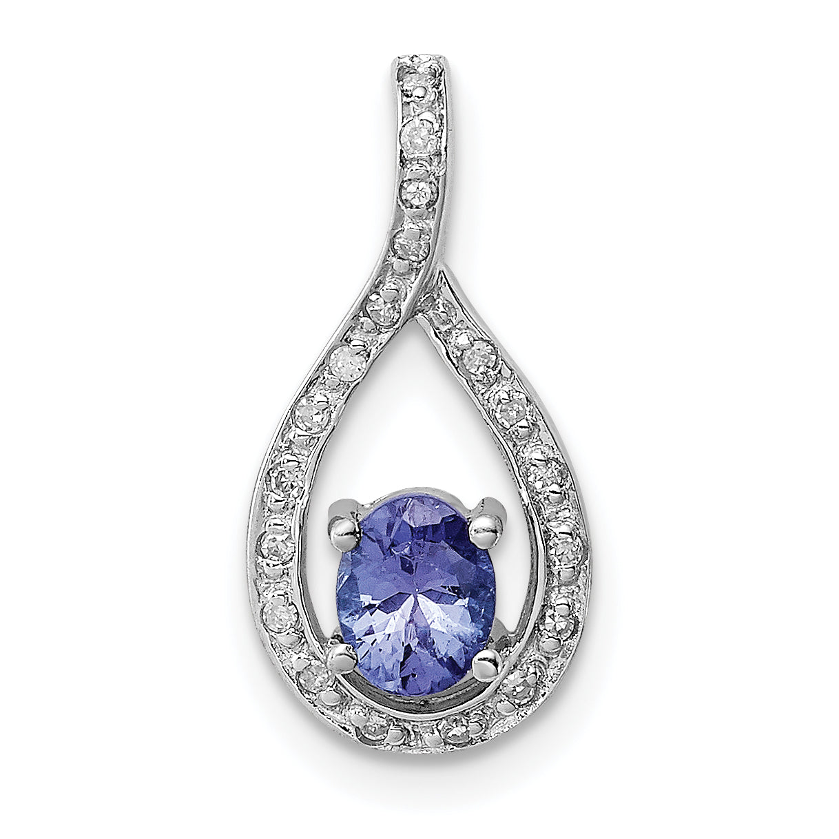 Sterling Silver Rhodium-plated Tanzanite & Diamond Pendant Main image
