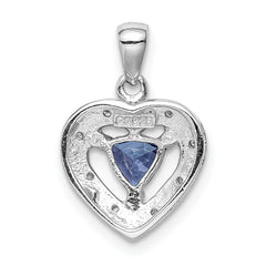 Sterling Silver Rhodium-plated Tanzanite & Diamond Pendant