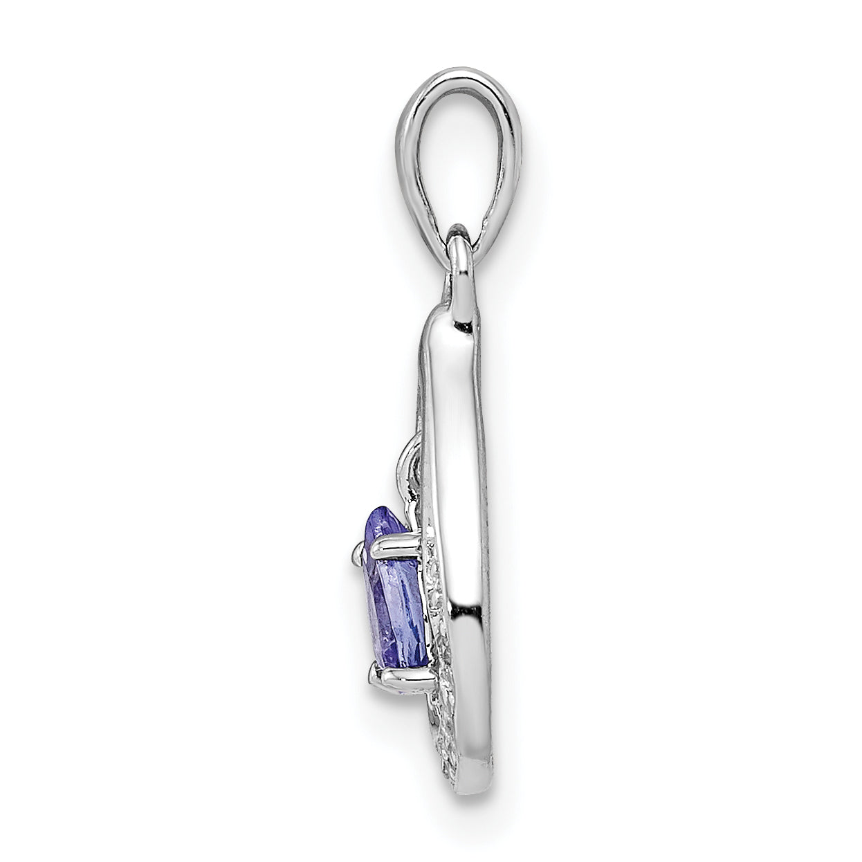 Sterling Silver Rhodium-plated Tanzanite & Diamond Pendant Secondary image