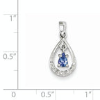 Sterling Silver Rhodium-plated Tanzanite & Diamond Pendant