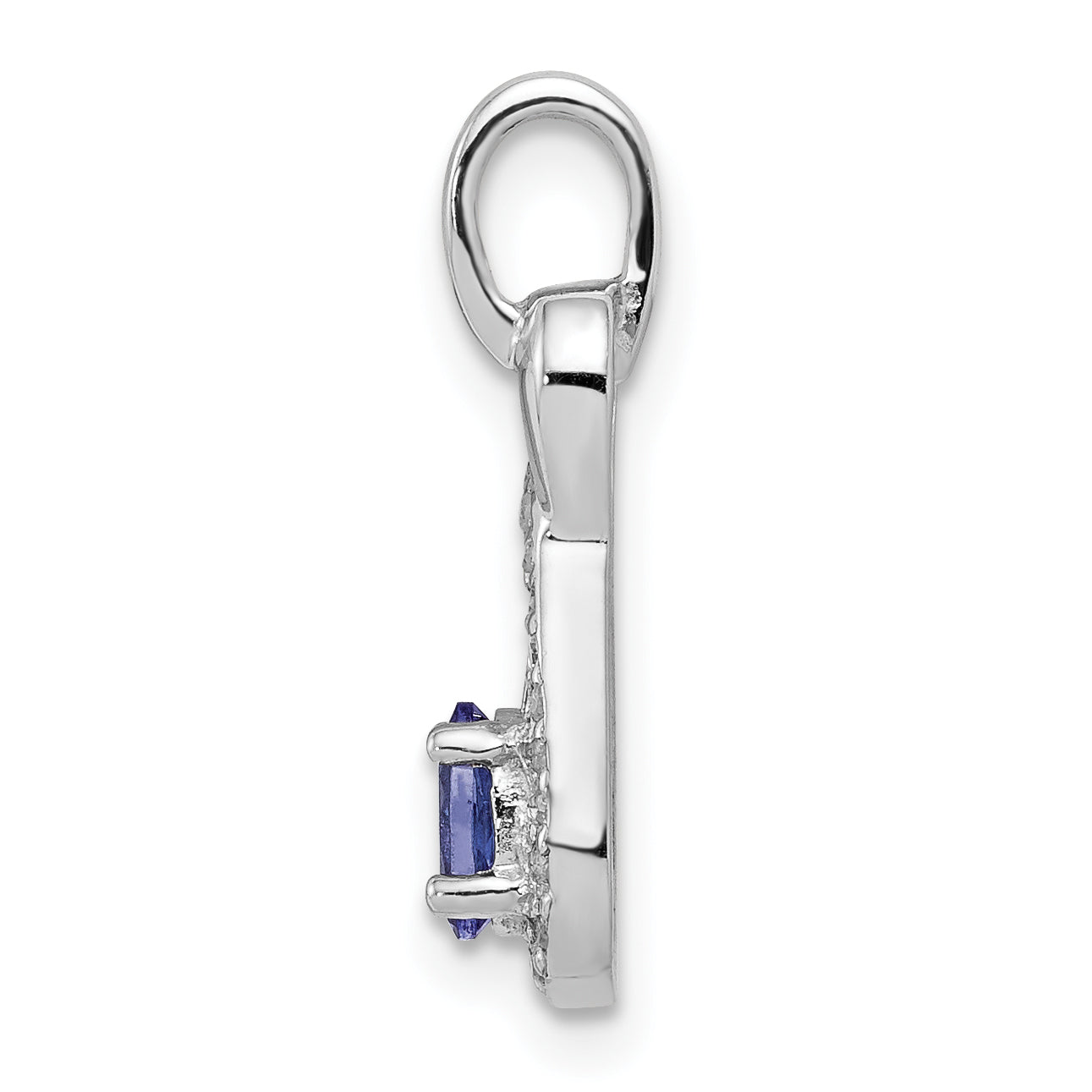 Sterling Silver Rhodium-plated Tanzanite & Diamond Pendant Secondary image