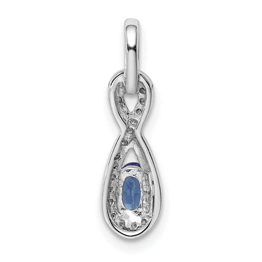 Sterling Silver Rhodium-plated Tanzanite & Diamond Pendant