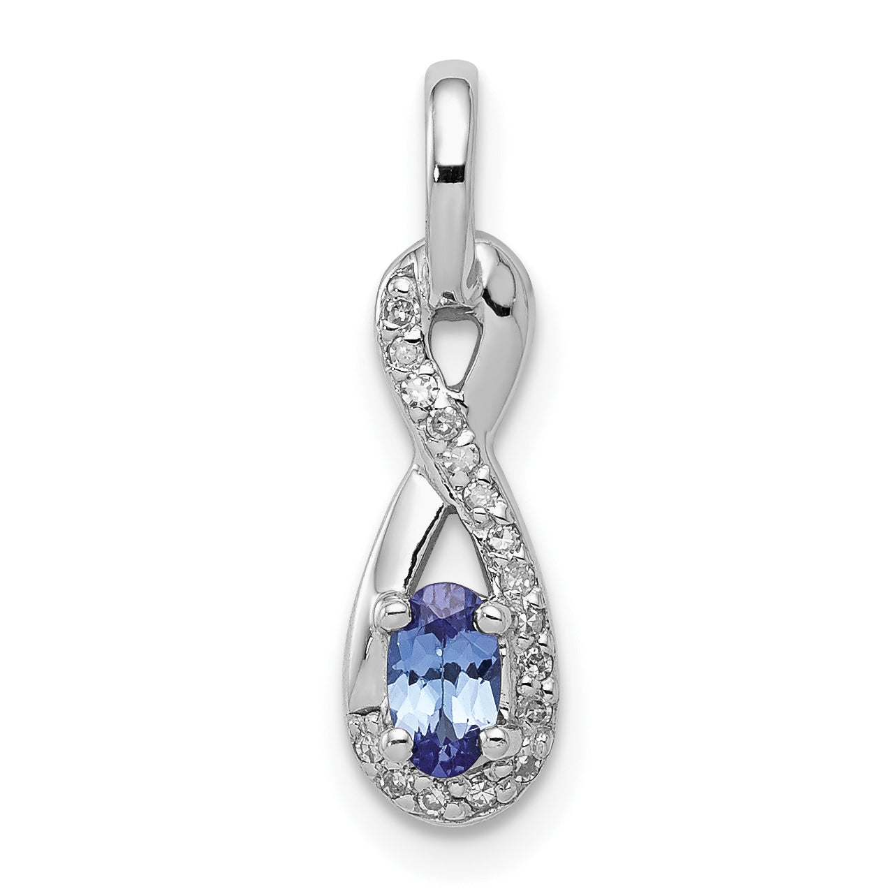 Sterling Silver Rhodium-plated Tanzanite & Diamond Pendant Main image