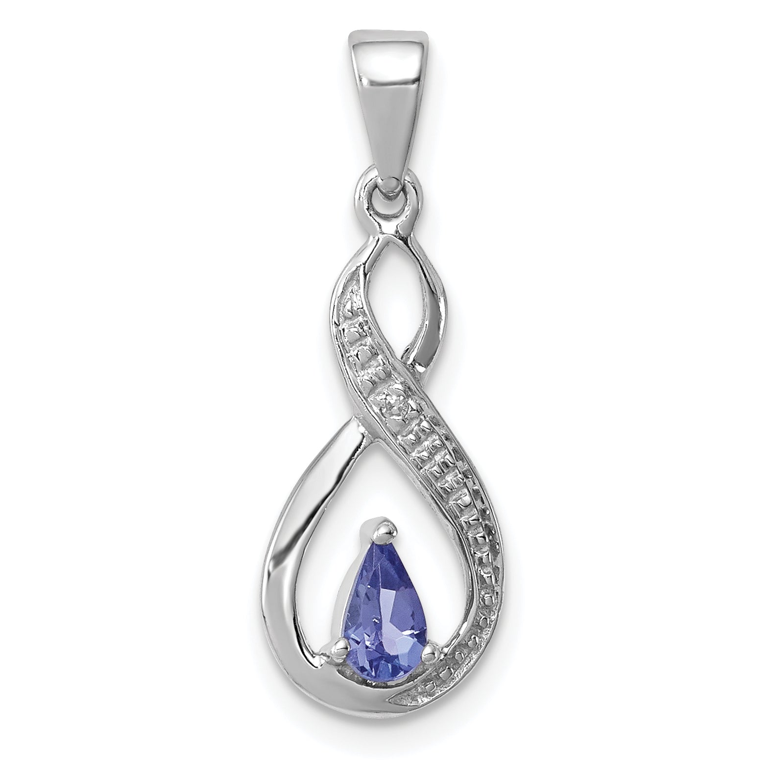 Sterling Silver Rhodium-plated Tanzanite & Diamond Pendant Main image