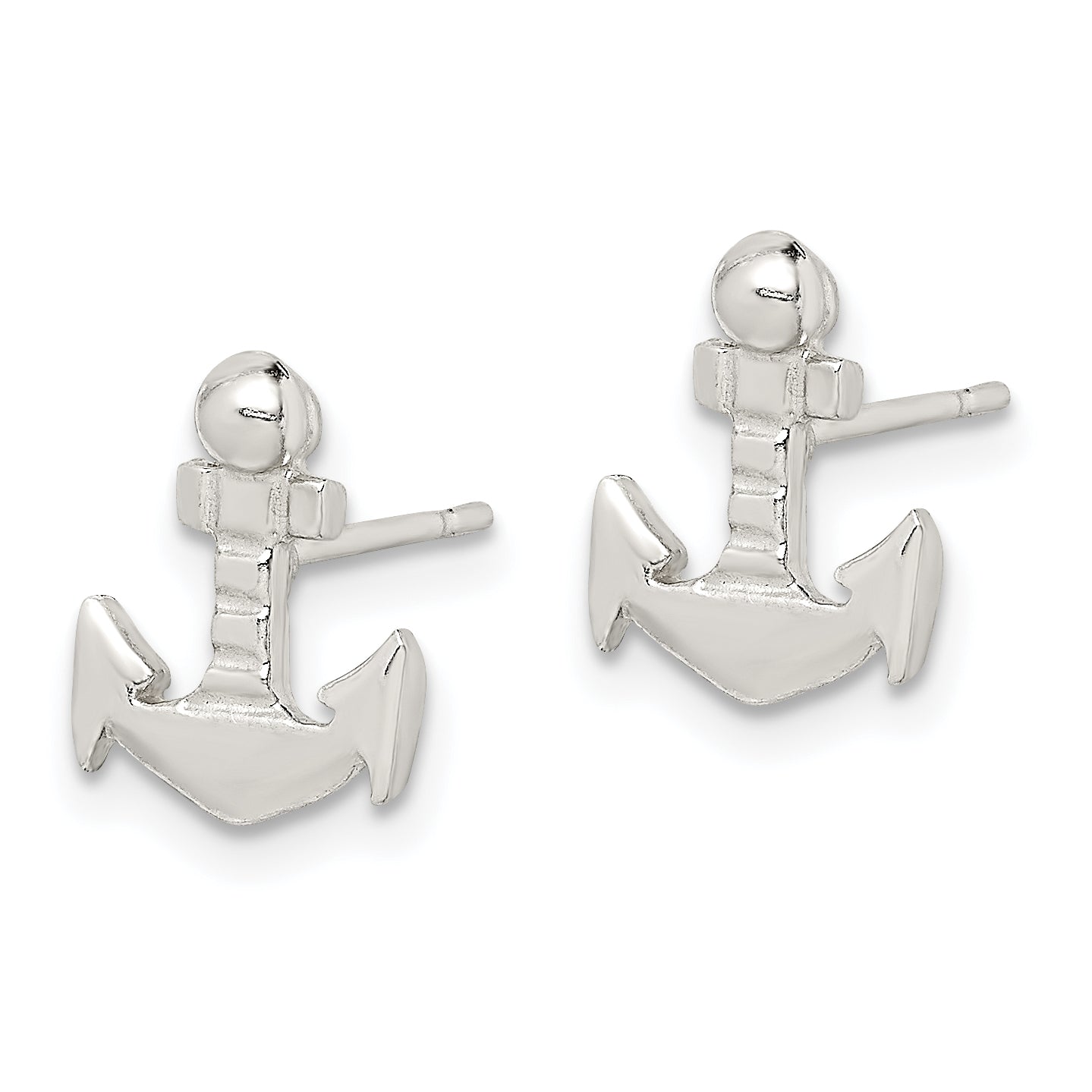 Sterling Silver 925 Anchor Mini Post Earrings with Polished Finish Secondary image
