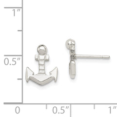 Sterling Silver 925 Anchor Mini Post Earrings with Polished Finish