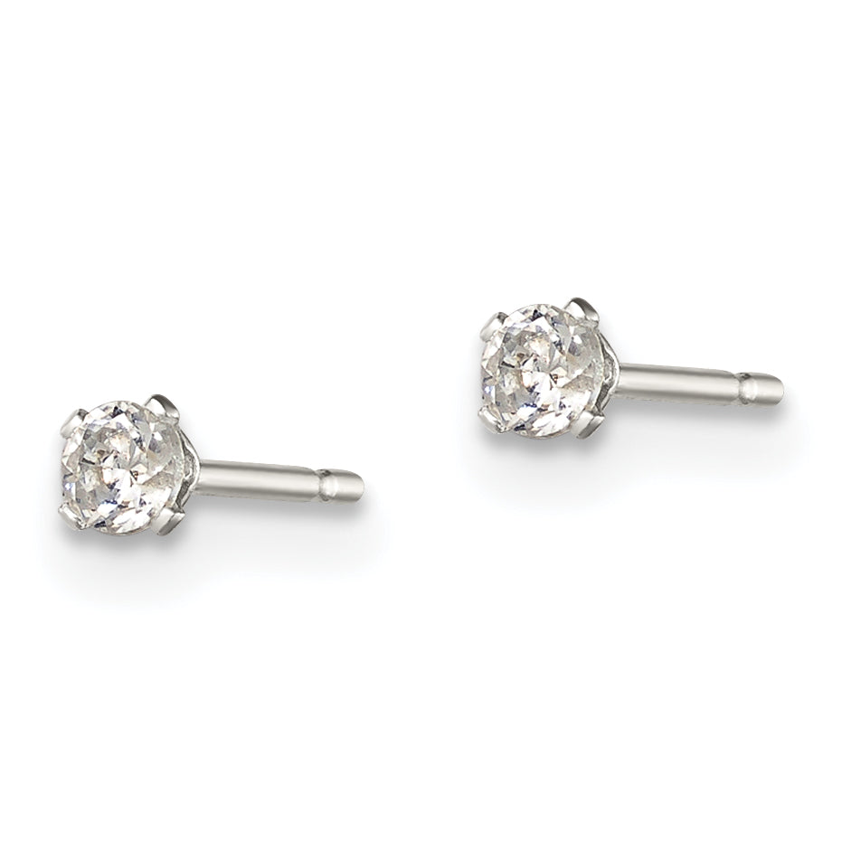 Sterling Silver 925 Children's CZ Stud Earrings with Polished Finish Secondary image