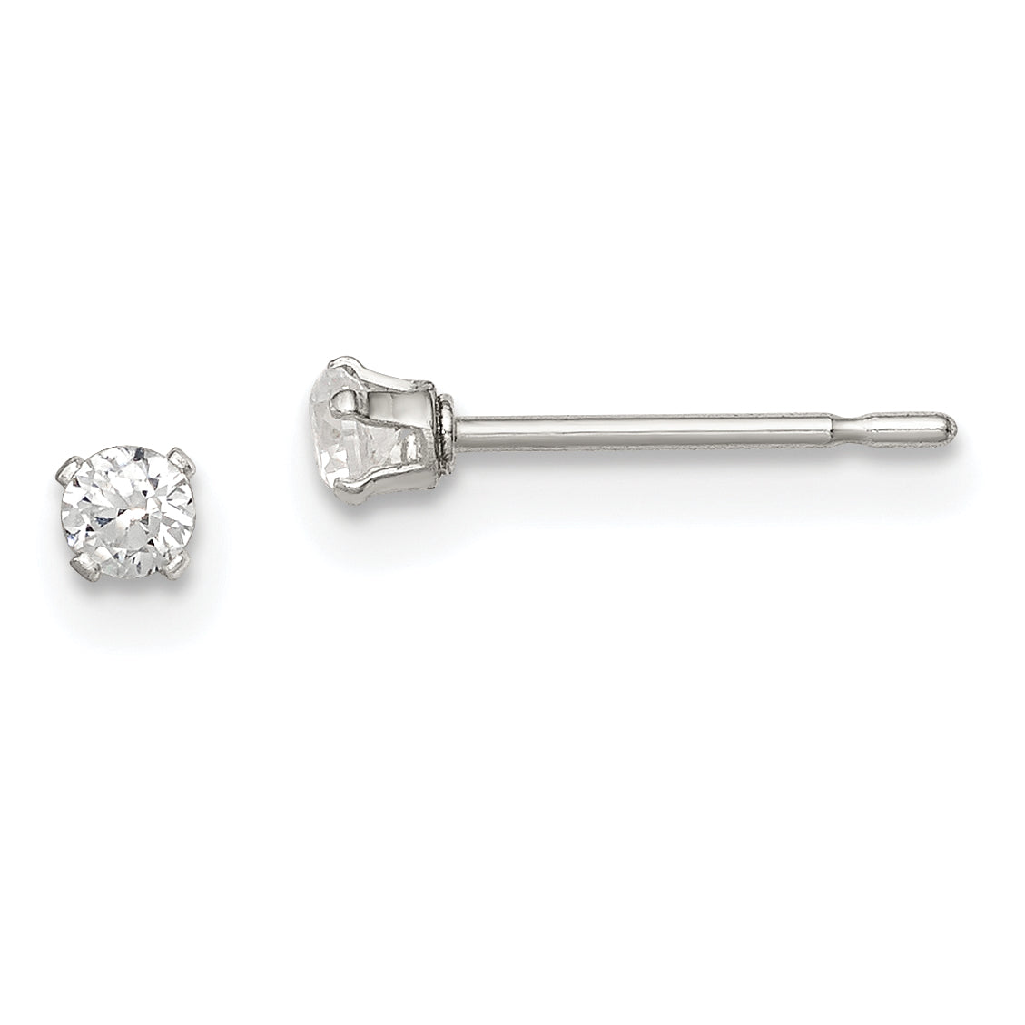 Sterling Silver Polished Children's 2.5mm Round Snap Set CZ Stud Earrings Main image