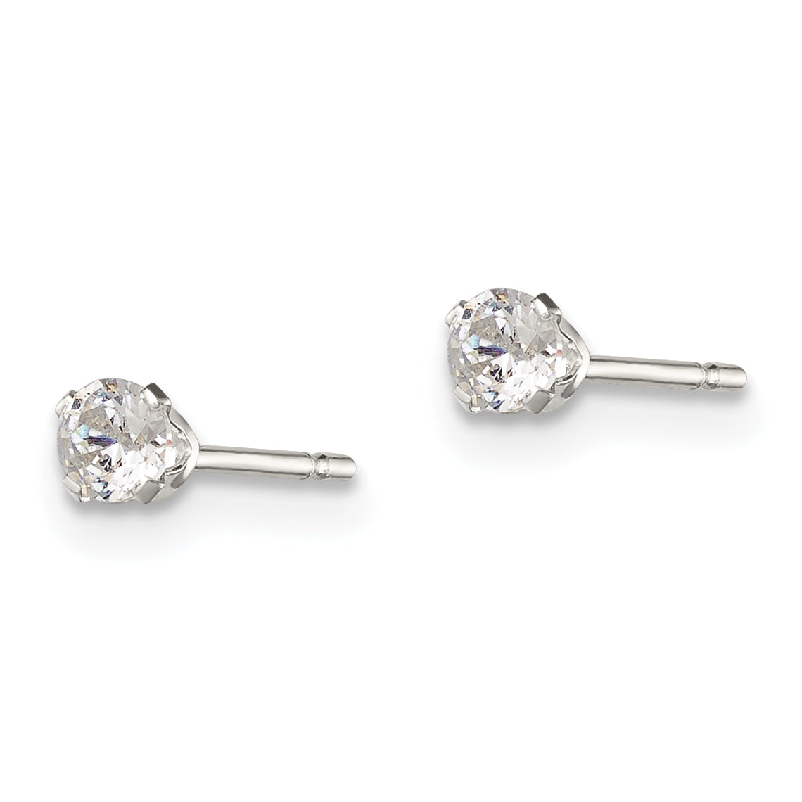 Sterling Silver 3mm CZ Stud Earrings for Girls Polished, Anti-Tarnish Secondary image