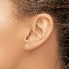 Sterling Silver 3mm CZ Stud Earrings for Girls Polished, Anti-Tarnish