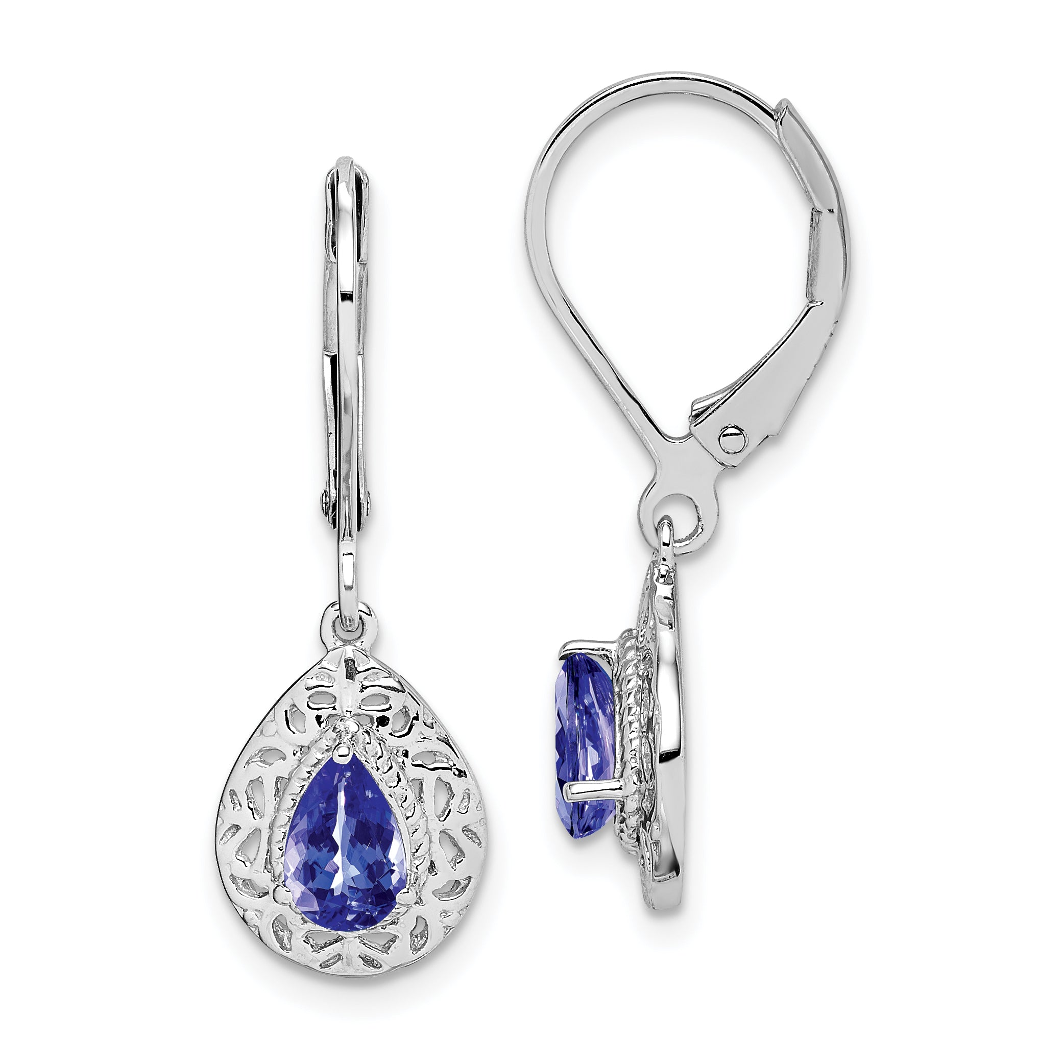 Sterling Silver Rhodium-plated Tanzanite Lever Back Earrings Main image